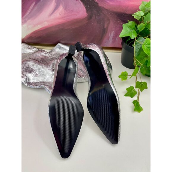 Steve Madden Women's Newlyn knee High Boots‎ Silver Metallic Size 7 - Picture 8 of 10